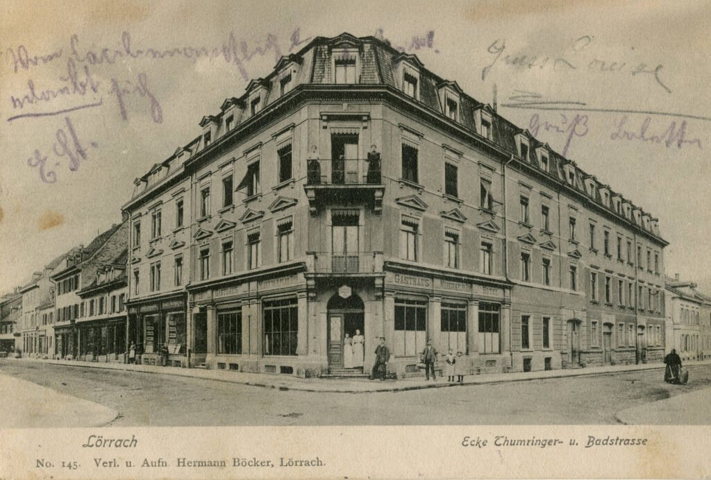 Postkarte vom Markgräfler Hof, 1906. Stadtarchiv Lörrach Stadtarchiv Lörrach (StaLö.Sam.Ak 36)